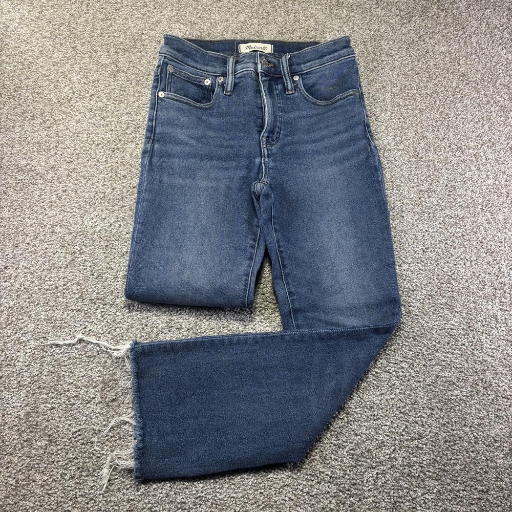 Madewell Cali Demi-Boot Jeans Womens 26 Blue Med Wash Frayed Bootcut Denim